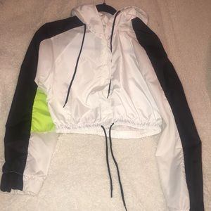 White color block windbreaker cropped jacket